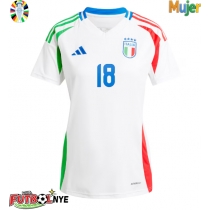 Camiseta Italia Nicolo Barella #18 Visitante Equipación para mujer Eurocopa 2024 manga corta